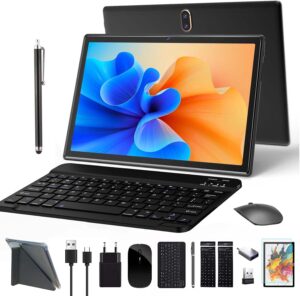Tablet 10 pollici con Sim Slot 4G LTE, tastiera e penna, display Full HD, 64GB ROM e 512GB di espansione, batteria 6000mAh