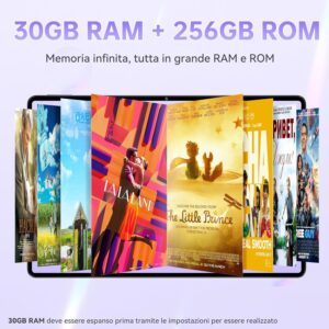 Oukitel OT8 Android 14 Tablet, 30 GB RAM, 256 GB ROM, Schermo 2K, Penna inclusa, Altoparlanti stereo, Batteria 8800mAh