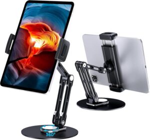 Lucrave Supporto Tablet da Tavolo Girevole compatibile con iPad e Samsung Galaxy Tab, nero