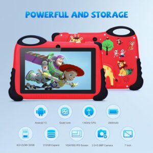 C idea Tablet da 7" per bambini con protezione occhi HD IPS, ideale per bambini dai 3 ai 7 anni.