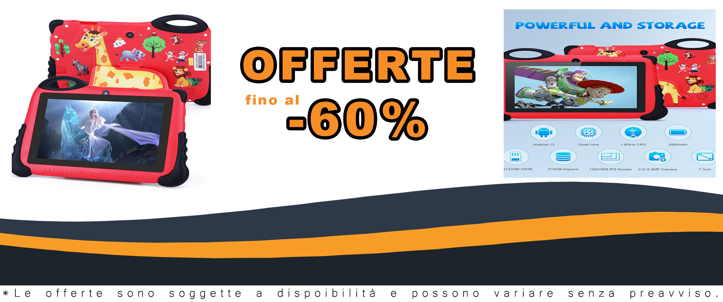 C idea Tablet da 7" per bambini con protezione occhi HD IPS, ideale per bambini dai 3 ai 7 anni.