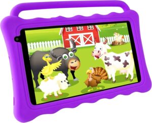 Tibuta 7 tablet per bambini con custodia protettiva in silicone, schermo HD da 7 pollici e modalità di sicurezza