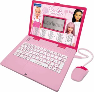 Lexibook Barbie portatile educativo rosa per bambini, con 124 attività in inglese e spagnolo per imparare e giocare