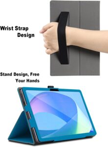 Custodia pieghevole per DOOGEE U10 Pro in colore azzurro con supporto per matita e cinturino da polso