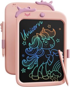 Lavagna LCD unicorno per bambini rosa, blocco da disegno da 10 pollici con funzione di blocco  