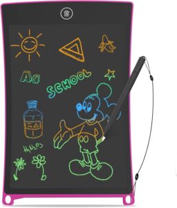 GUYUCOM Tavoletta Grafica LCD 8,5 Pollici in rosa, ideale per disegnare e scrivere, con schermo colorato e funzione di blocco.