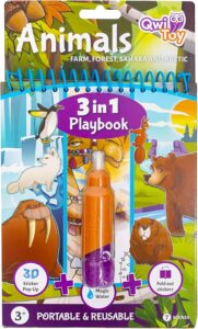 QwiToy 35157, libro gioco 3 in 1 con attività di colorazione, adesivi e scenario pop-up 3D