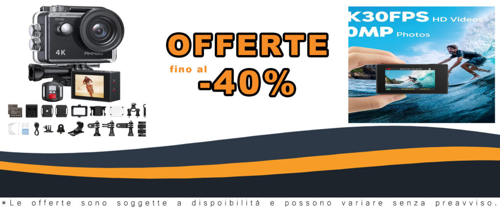 AKASO EK7000 action cam 4K impermeabile con accessori montati su casco
