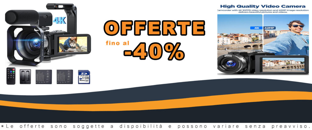 Videocamera 4K 42MP con schermo rotante e zoom digitale