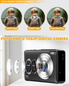 Macchina fotografica digitale nera con zoom 16X e doppia batteria