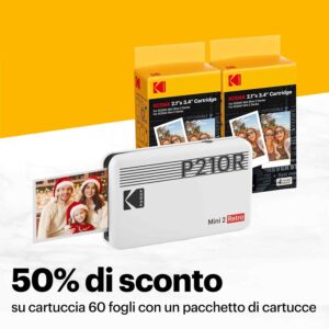 KODAK Mini 2 Retro stampante fotografica portatile nera su sfondo neutro