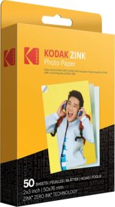 Carta fotografica Kodak Zink Premium 2x3 pollici utilizzata in una stampante Kodak