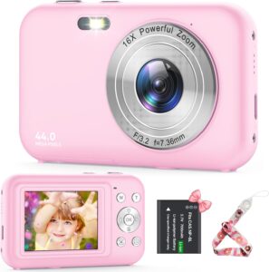 Fotocamera digitale rosa 1080P 44MP con zoom