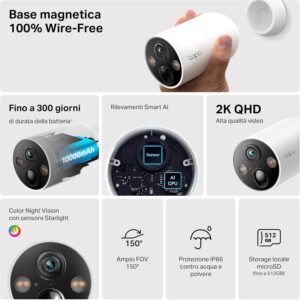 Telecamera esterna Tapo C425 con visione notturna a colori e audio bidirezionale