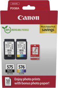 Cartucce d'inchiostro Canon PG-575 CL-576 con carta fotografica