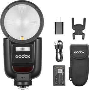 Godox V1Pro-C Speedlite montato su una fotocamera Canon