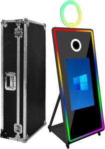 Specchio portatile per foto con supporto touch screen e anello luminoso per selfie perfetti