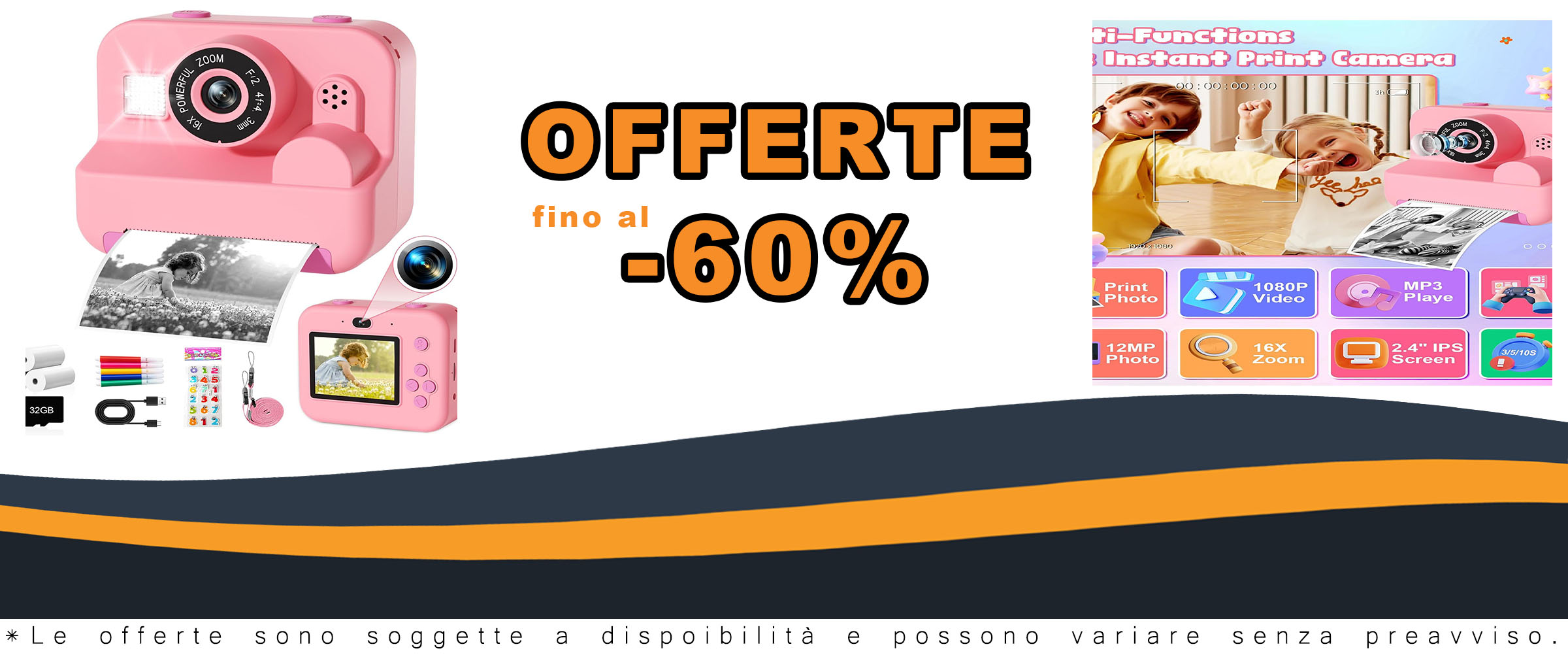 GKTZ Macchina Fotografica Bambini Istantanea 1080P HD con stampa istantanea e scheda SD  