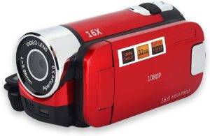 Videocamera digitale 16x HD con rotazione di 270° e scheda di memoria da 32GB  