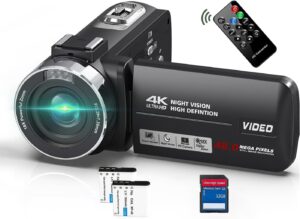 Videocamera 4K 48MP Visione Notturna con Zoom Digitale e Touchscreen  