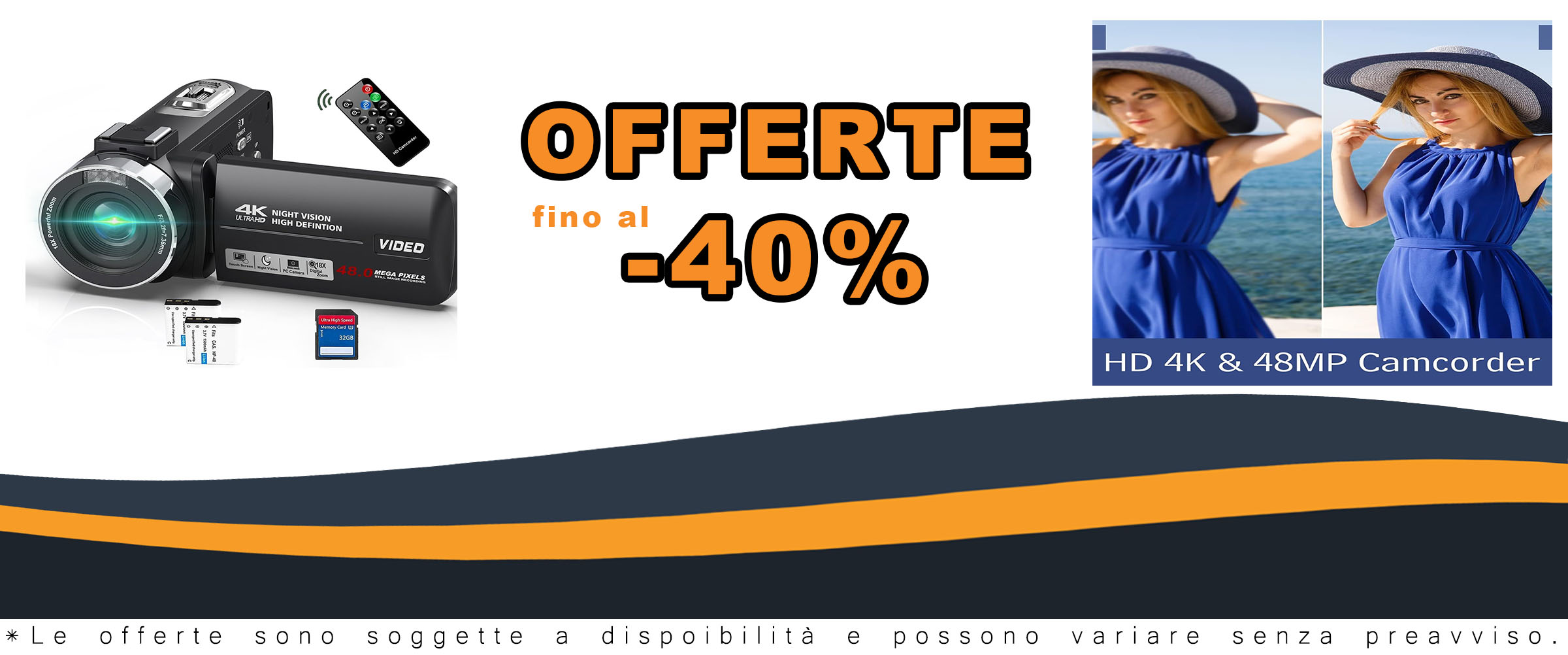 Videocamera 4K 48MP Visione Notturna con Zoom Digitale e Touchscreen  