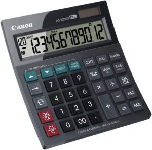 Canon AS-220RTS calcolatrice da ufficio compatta con display LCD a 12 cifre e funzioni scientifiche avanzate