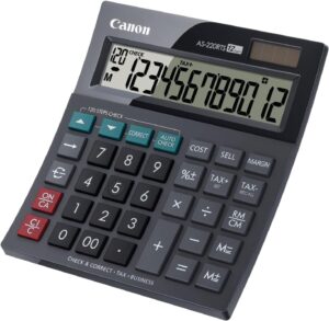 Canon AS-220RTS calcolatrice da ufficio compatta con display LCD a 12 cifre e funzioni scientifiche avanzate