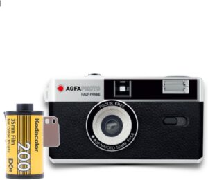 AgfaPhoto fotocamera analogica da 35 mm, colore nero, con batteria inclusa e pellicola negativa