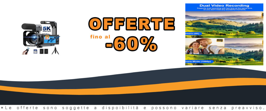 Videocamera Camcorder 5K 56MP con Doppio Obiettivo e Zoom Digitale 16X, ideale per YouTube e Vlogging