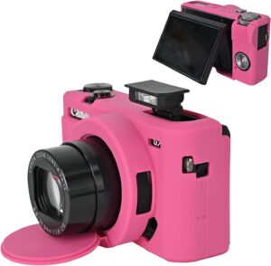 Custodia in silicone rossa per Canon Powershot G7X Mark III, con copertura per lenti rimovibile e protezione anti-graffio