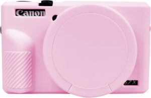 Custodia in silicone rosa per Canon G7 X Mark III, protezione morbida e resistente per la fotocamera.
