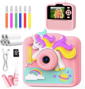 Macchina fotografica istantanea per bambini, con schermo da 2,4 pollici e funzione selfie, regalo ideale per bambini dai 3 agli 8 anni