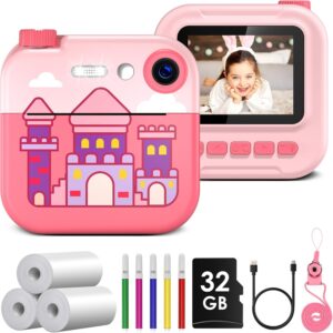 GREENKINDER Macchina Fotografica Bambini Istantanea, fotocamera digitale per bambini con schermo da 2,4 pollici e 1080P di risoluzione.