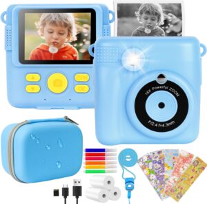Macchina Fotografica Istantanea per Bambini, blu, con stampa immediata, ideale per regali a bambini tra 3 e 12 anni