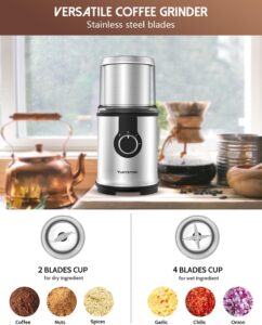 Macinacaffè Elettrico Yumystori 350W con ciotole in acciaio inox e capacità 110g  