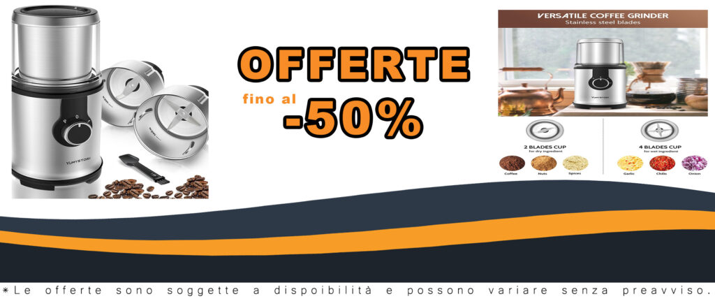 Macinacaffè Elettrico Yumystori 350W con ciotole in acciaio inox e capacità 110g