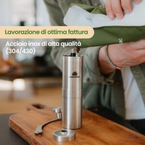 Macinacaffè manuale Groenenberg in acciaio inox, regolazione continua per caffè ed espresso