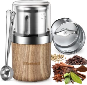 COOL KNIGHT Macina Caffè Elettrico con tazza in acciaio inossidabile e cucchiaino per caffè