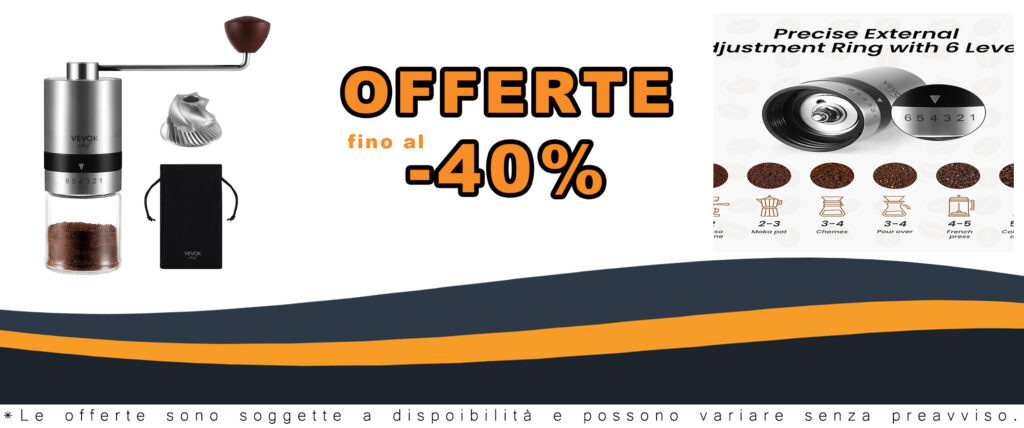 Vevok Chef Macinino da Caffè Manuale con 6 regolazioni esterne, perfetto per espresso e French Press