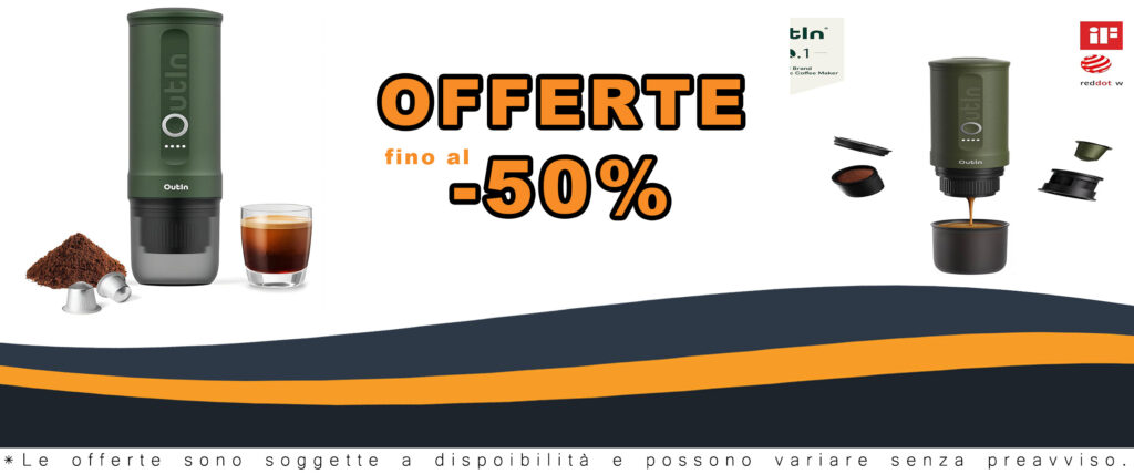 Outin Nano Macchina da Caffè Espresso Elettrica Portatile, ideale per campeggio, viaggi e uso in auto.