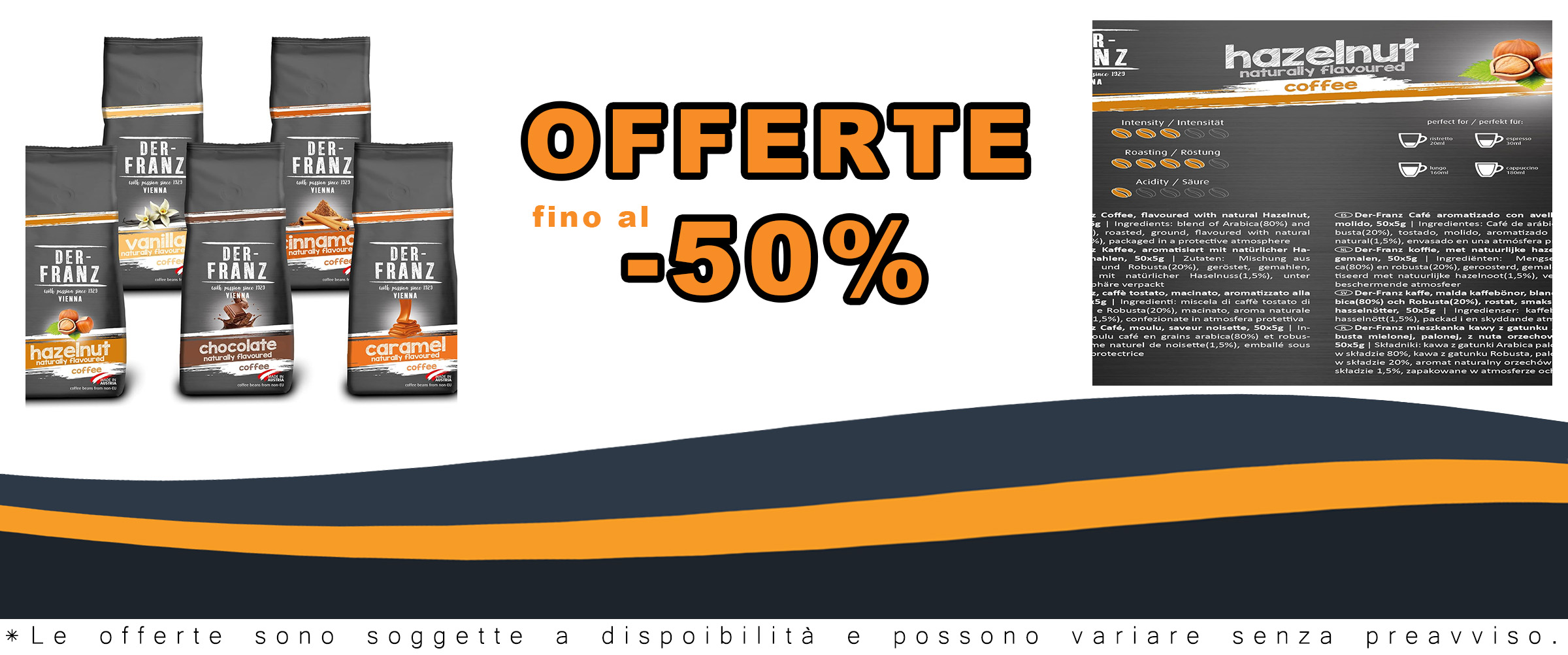 Der-Franz Caffè Pack Aromatizzato con 5 gusti: Nocciola, Vaniglia, Cioccolato, Cannella, Caramello  