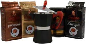Caffettiera Moka da 3 Tazze Caffè Barbera con Kit di Caffè Macinato 1kg - Perfetta per un caffè ricco e aromatico