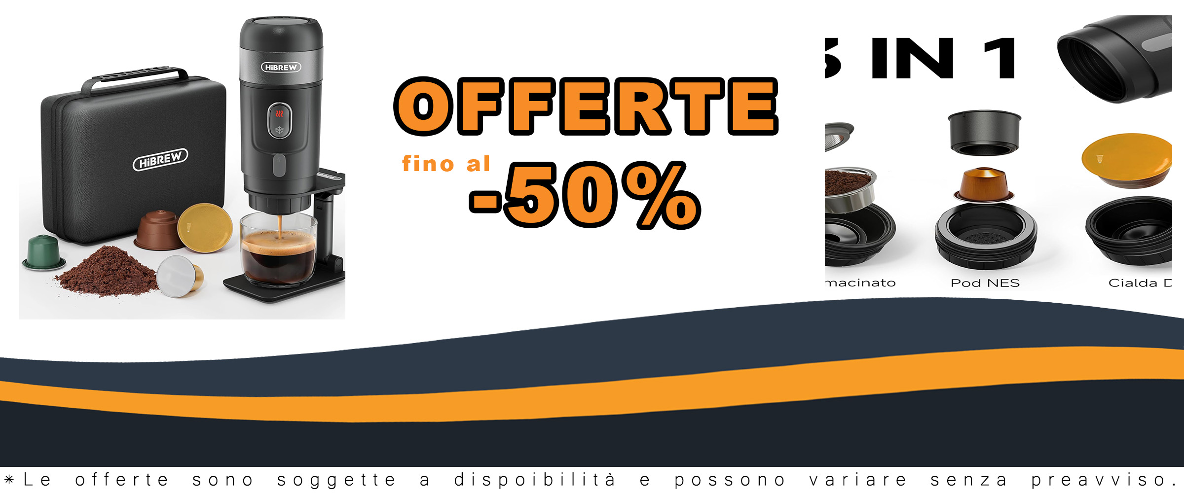 HIBREW H4A macchina caffè portatile per auto, compatibile con capsule Nes* e DG*, design compatto