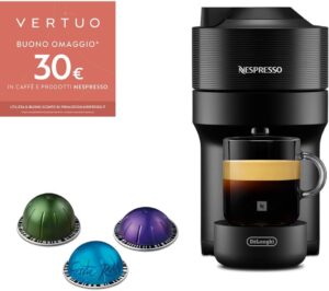 De'Longhi Nespresso Vertuo Pop ENV90.B, macchina da caffè a capsule con tecnologia Centrifusion, colore Liquorice Black