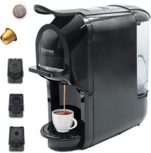 BEHOME Macchina Caffè per Nespresso, Cialde e Dolce Gusto, design compatto e moderno con 3 adattatori compatibili per ogni tipo di caffè.