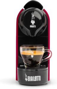 Bialetti Gioia, macchina caffè espresso rossa con 32 capsule incluse  