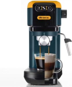 Ariete 1399 Mango Yellow, macchina da caffè espresso compatibile con polvere e cialde ESE, design giallo elegante.