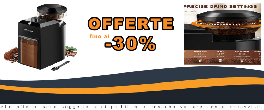 Macinacaffè elettrico KIRAINAFLY con 28 impostazioni di macinatura, perfetto per French Press, caffè a goccia ed espresso