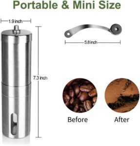RECAFIMIL Macinacaffè manuale portatile con manovella regolabile, ideale per casa, ufficio e viaggi