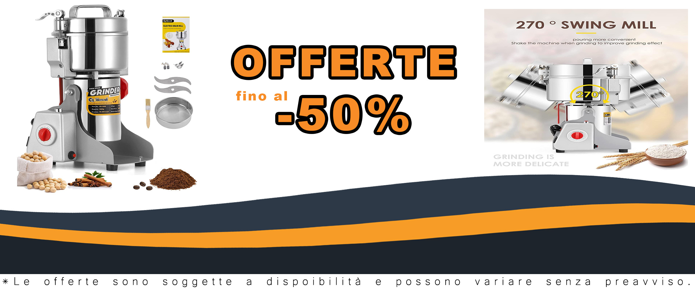 Mulino per cereali CGOLDENWALL da 700g con motore da 2400W e alta velocità  